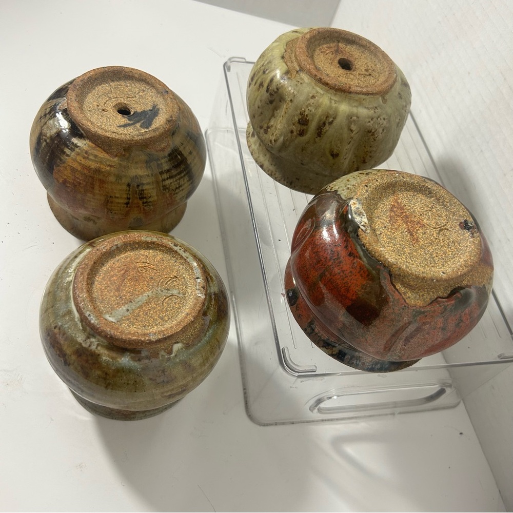 Studio Art Pottery Handcrafted Ceramic Rustic Pottery Set of 4 - Multicolor - Picture 7 of 7